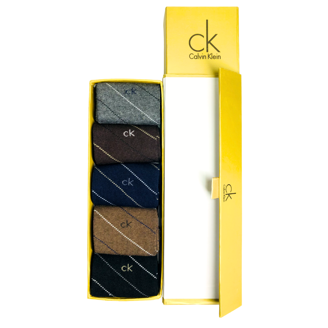 "Men’s CK Pack of 5 Pairs Crew Socks line Design – Premium Comfort, Breathable, Long-Lasting Durability"
