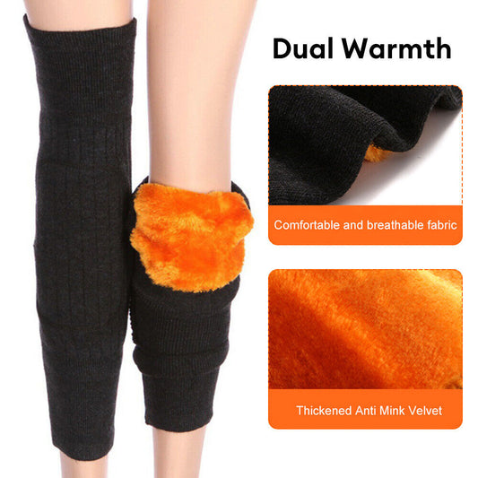 2 pc Cashmere Leg Warmer, Wool Warm with knee pad Thickened And Fleece for Men's & Women