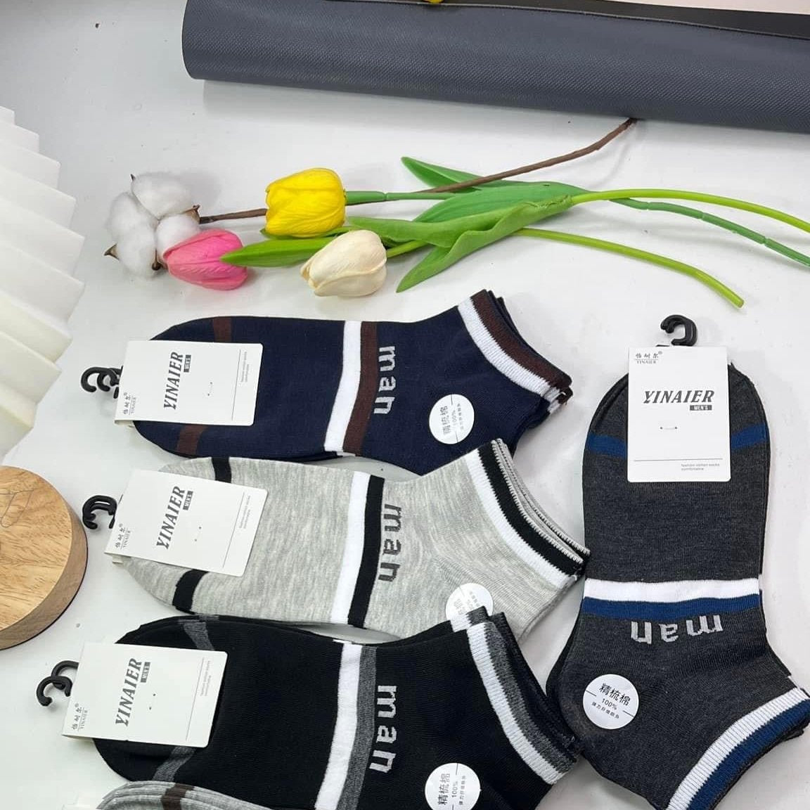 Men's Ankle Socks pack off 5 pairs pure cotton Random color