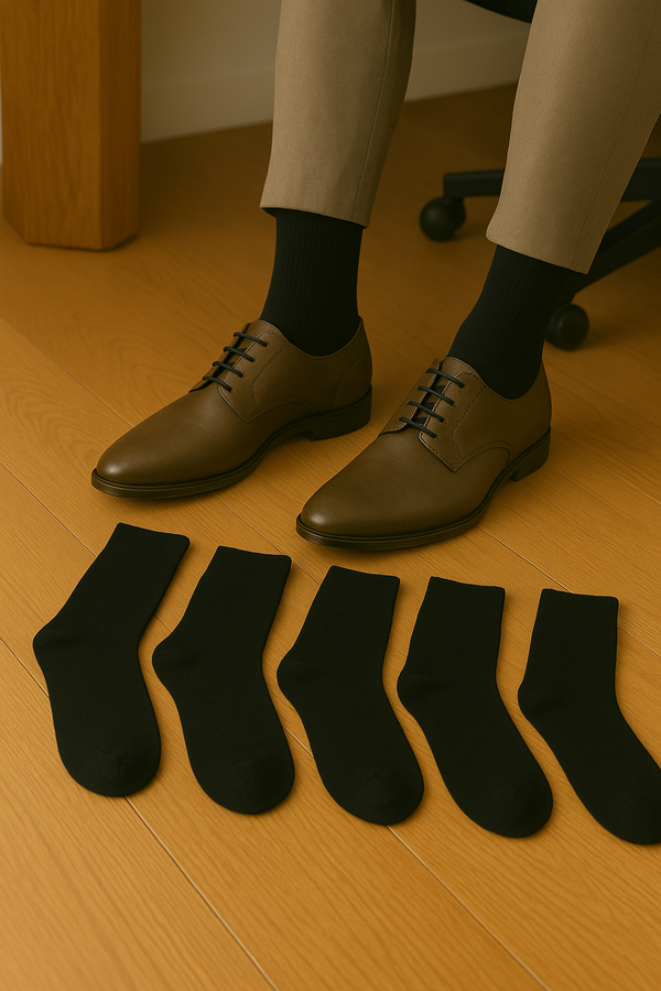 Men’s Plain Black Socks – Pack of 5 Pairs (Full Length)