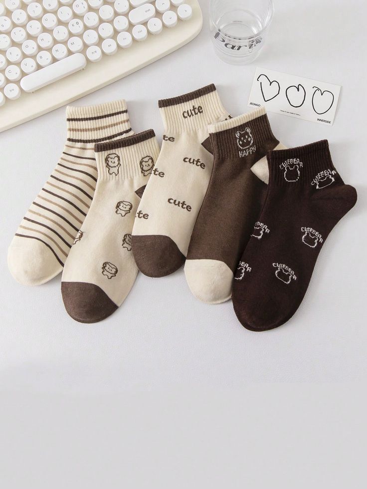 5 Pairs Smiling Face Socks, Soft & Lightweight Low Cut Short Socks, Women's Stockings & Hosiery