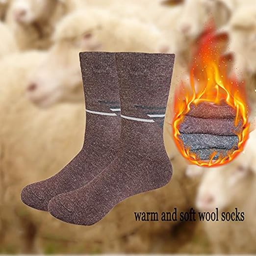 Men's 4 Pack Warm Wool Socks Thick Thermal Cushion Winter Crew Dress Socks for Cold Weather