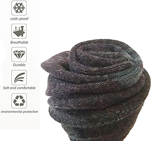 Men's 4 Pack Warm Wool Socks Thick Thermal Cushion Winter Crew Dress Socks for Cold Weather