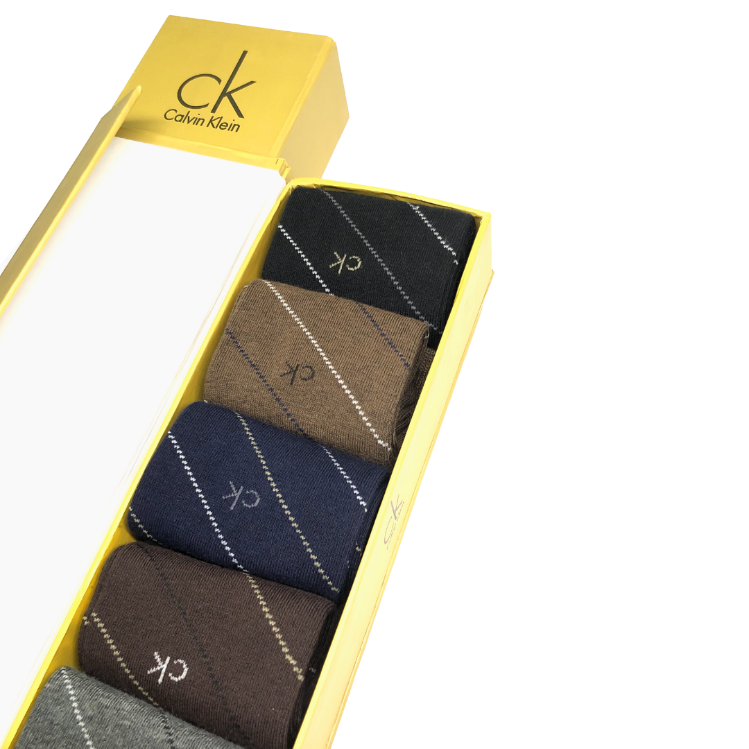 "Men’s CK Pack of 5 Pairs  Crew Socks line Design – Premium Comfort, Breathable, Long-Lasting Durability"