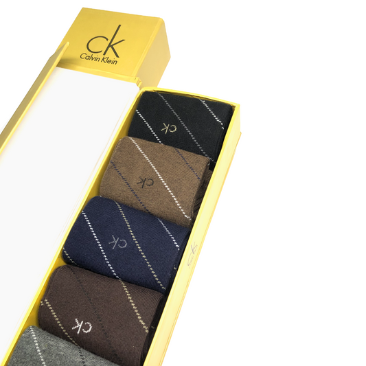 "Men’s CK Pack of 5 Pairs  Crew Socks line Design – Premium Comfort, Breathable, Long-Lasting Durability"