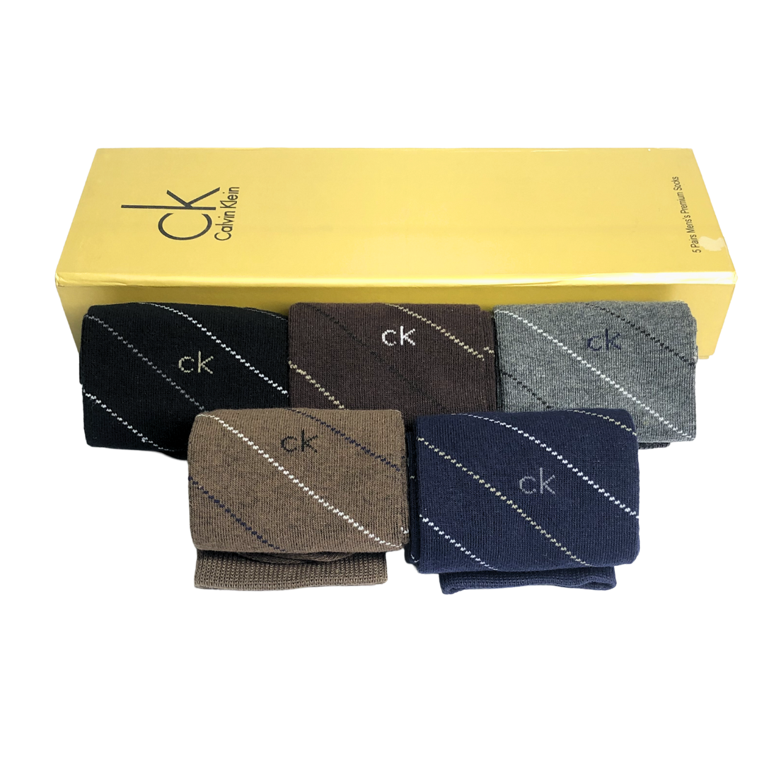 "Men’s CK Pack of 5 Pairs  Crew Socks line Design – Premium Comfort, Breathable, Long-Lasting Durability"