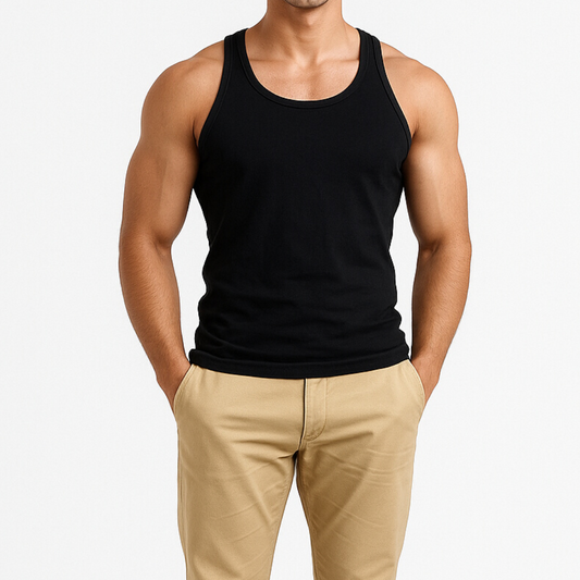 Men’s Sleeveless Black Vests (Pack of 6) | Breathable & Comfortable Undershirts"