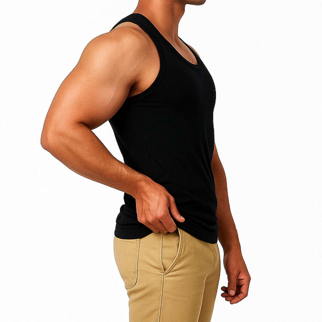 Men’s Sleeveless Black Vests (Pack of 6) | Breathable & Comfortable Undershirts"