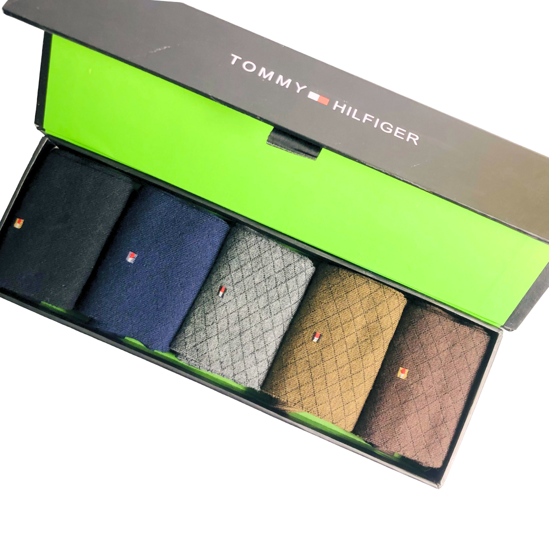 "Men’s (5-Pair) Pack T H Crew Socks – Comfortable, Durable, and Stylish gift box"