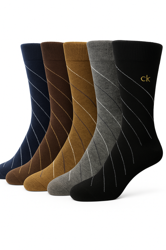 "Men’s CK Pack of 5 Pairs  Crew Socks line Design – Premium Comfort, Breathable, Long-Lasting Durability"