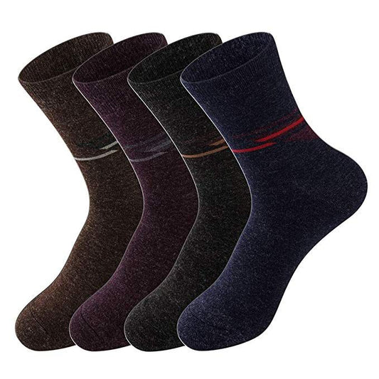 Men's 4 Pack Warm Wool Socks Thick Thermal Cushion Winter Crew Dress Socks for Cold Weather