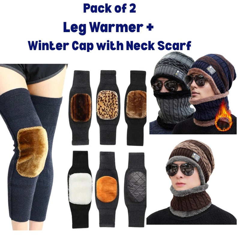 Pack of 2 (Leg Warmer + Cap with Neck Scraf)