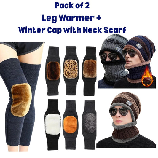 Pack of 2 (Leg Warmer + Cap with Neck Scraf)